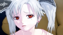 Hentai porn with sweet anime hottie in sexy stockings giving blowjob to a large male