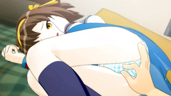 Anime school girl is touched and banged by a horny male