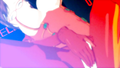 Cute hentai babe in sexy glasses takes a cock between her big boobs