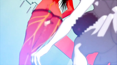 Cute hentai babe in sexy glasses takes a cock between her big boobs