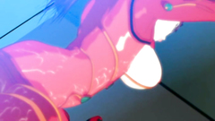 Cute hentai babe in sexy glasses takes a cock between her big boobs