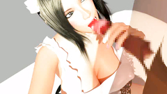 Blowjob by a sexy 3d brunette who is a slutty maid and likes to suck dicks