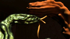 Kinky tentacles are fucking young hot hentai redhead with big tits