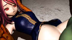 Kinky tentacles are fucking young hot hentai redhead with big tits