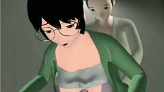 Amazing brunette blows long dick in the toilet in hot anime porn