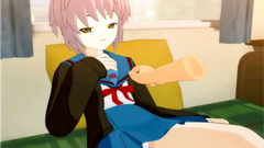 Anime school girl is horny and learns to how blow a dick