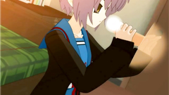 Anime school girl is horny and learns to how blow a dick