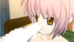 Flat chasted anime beauty in sexy stockings gets pounded in her tight holes