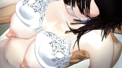 Amazing anime girl with huge tits gets screwed in the toilet