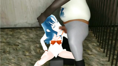 Kinky troll makes a hot 3d babe suck on his dick in various positions