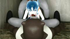 Kinky troll makes a hot 3d babe suck on his dick in various positions