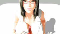 Cute busty 3D brunette in sexy glasses ride a dick