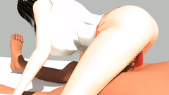 Cute busty 3D brunette in sexy glasses ride a dick