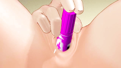 Stunning 3d babe sticks pink dildo into her shaved pussy