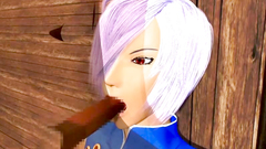 Strange creature gets blowjob from a naughty 3d beauty