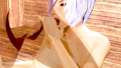 Strange creature gets blowjob from a naughty 3d beauty