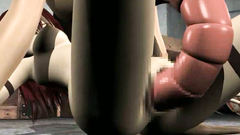 Sexy 3d babe pounded into her pussy by a weird long cocked creature
