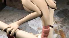 Sexy 3d babe pounded into her pussy by a weird long cocked creature