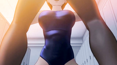 Busty 3d cutie in glasses blows her boyfriend's dick