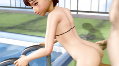 Outdoor 3d porn with fabulous young babe sexing near the pool
