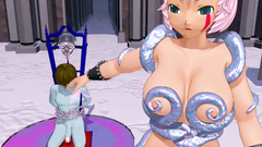 Gigant hottie is fucking a small boy and then other 3d beauty gets banged