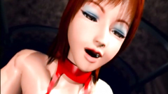 Cute rubs clit of a hot 3d girl in a public place