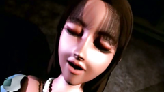 Cute rubs clit of a hot 3d girl in a public place