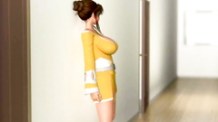 Sexy 3d girl with huge cans seduced a young horny boy