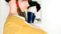 Sexy 3d girl with huge cans seduced a young horny boy