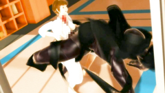 Cutie is pounded in all holes by a scary creature