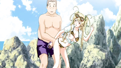 Blonde babe gets drilled from behind on the beach