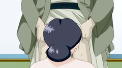 Two big dicks penetrate in wet pussy and anal holes of charming hentai girl