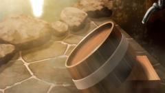 Hot oral games in the warm springs between naked couple