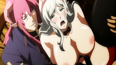 Hot BDSM cartoon with busty babe spreading her long legs wide