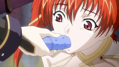 Cartoon video where mouth of a gorgeous redhead is filled with cum