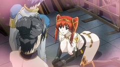 Brunette and redhead with stunning bodies are having sex with a kinky hentai dude