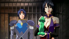 Brunette and redhead with stunning bodies are having sex with a kinky hentai dude