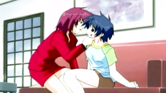 Busty redhead sucks her boyfriend's hard dick