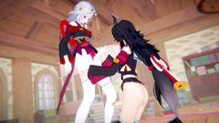 Vtuber - Futa Nakiri Ayame and Futa Ookami Mio fuck each other | Swap