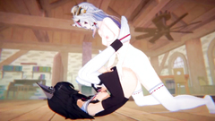 Vtuber - Futa Nakiri Ayame and Futa Ookami Mio fuck each other | Swap