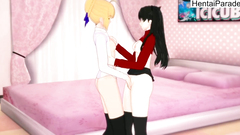 Threesome with Saber and Rin Tohsaka Fate GO Hentai