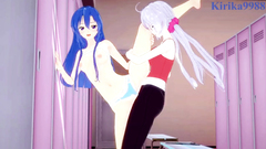 Tsubasa Kazanari and Chris Yukine have intense futanari sex in the locker room. - Symphogear Hentai