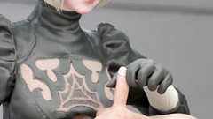 4K 2B Humilation Small Cock and Jerks Him Off Until He Cums (3D, 60FPS)