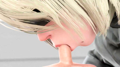 4K 2B Humilation Small Cock and Jerks Him Off Until He Cums (3D, 60FPS)