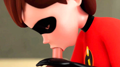 4K Helen Parr Gives a Sloppy Blowjob with Her Stretching Tongue Until He Cums (3D, 60FPS)