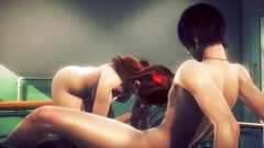 Evangelion Hentai - Asuka gets fucked by two guys at hospital bed Threesome FMM