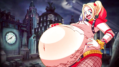 Harley Quinn weight gain, belly expansion