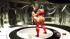 Big tits hot slut hottie in restraints gets fuckd hard by shemale android in the sci-fi dungeon