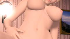 Hot 3d babe with blonde hair and big tits rides cock