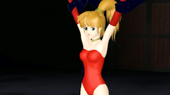 This monster likes to lick bondaged babe's shaved pussy